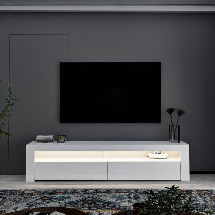Hanah Home Soporte para TV Blanco con Luces LED